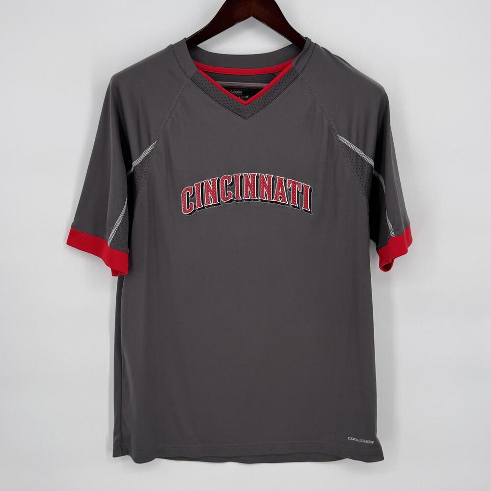 Cincinnati Reds Shirt Mens Large Gray MLB Baseball Majestic Cool Base Tee